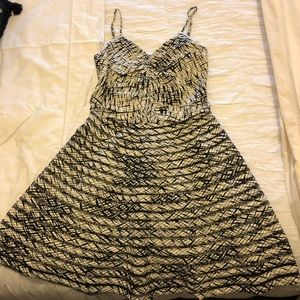 PARKER Black & White Silk spaghetti strap dress